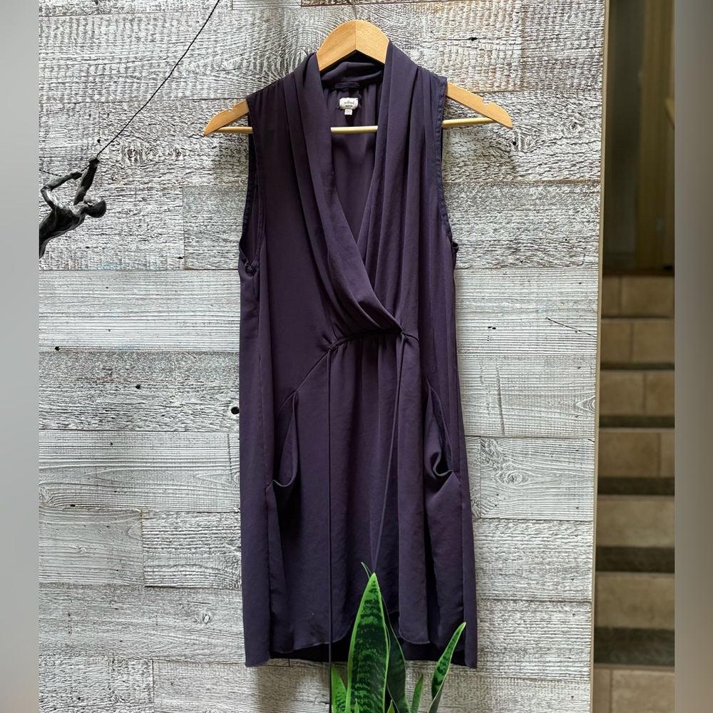 🏷 Wilfred | Sabine Faux-Wrap V-Neck Mini Dress - M, Indigo